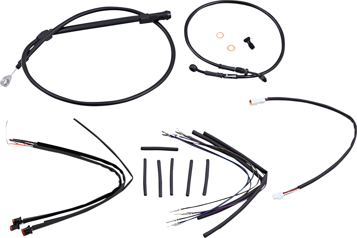 BURLY BRAND Jail Bar Cable Kit - 12" Handlebars / Black Vinyl / '18-'24 Softail 0662-0722