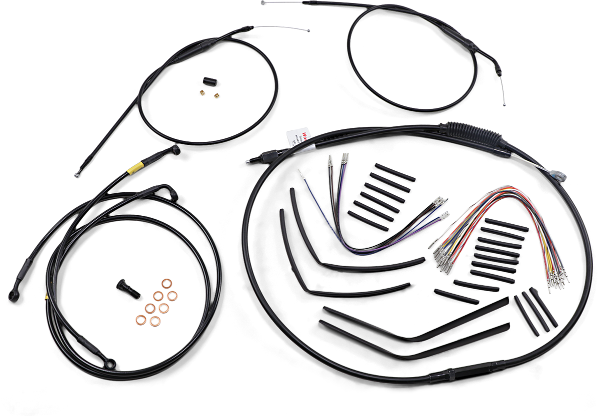 BURLY BRAND Jail Bar Cable Kit - 12" Handlebars / Black Vinyl / '96-'05 Dyna 0662-0596