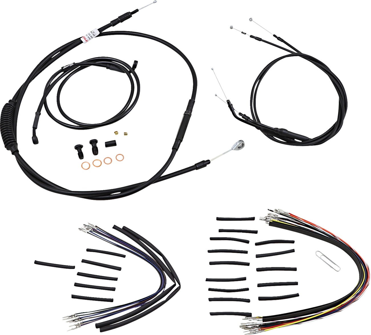 BURLY BRAND Jail Bar Cable Kit - 14" Handlebars / Black Vinyl / '07-'11 FXD 0610-1921
