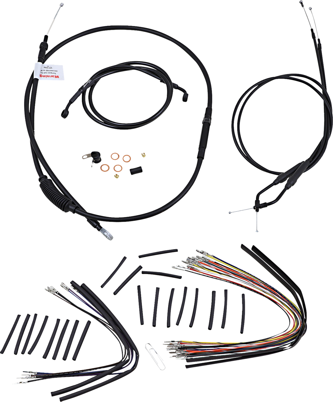 BURLY BRAND Jail Bar Cable Kit - 14" Handlebars / Black Vinyl / '07-'13 XL 0610-1916