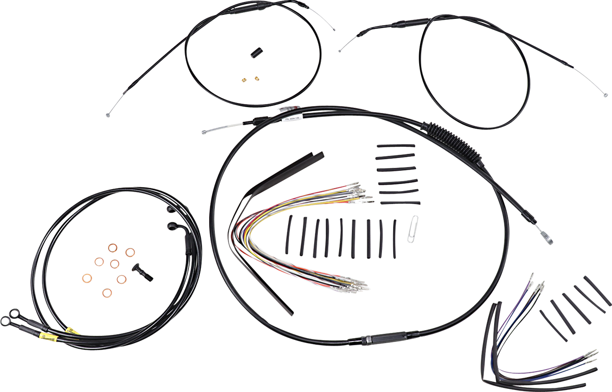 BURLY BRAND Jail Bar Cable Kit - 14" Handlebars / Black Vinyl / '08-'11 FXDF 0662-0599