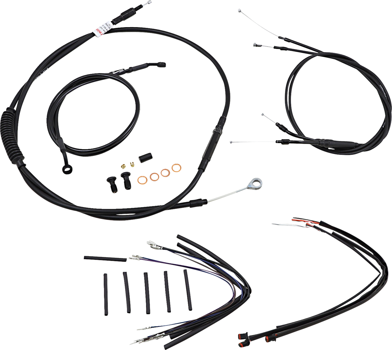 BURLY BRAND Jail Bar Cable Kit - 14" Handlebars / Black Vinyl / '12-'17 Dyna 0610-1923