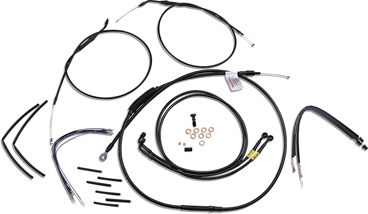 BURLY BRAND Jail Bar Cable Kit - 14" Handlebars / Black Vinyl / '12-'17 Dyna 0662-0601