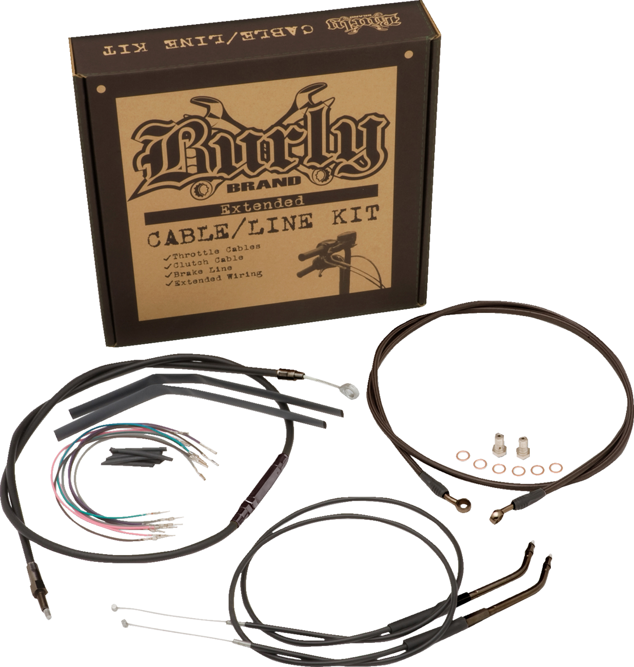 BURLY BRAND Jail Bar Cable Kit - 14" Handlebars / Black Vinyl / '14-'22 XL 0610-1918
