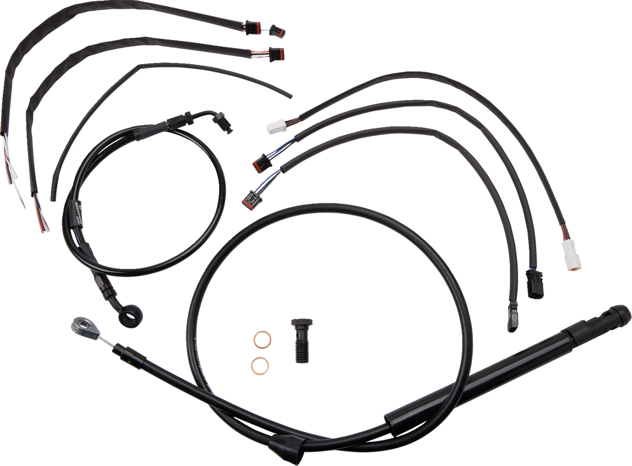 BURLY BRAND Jail Bar Cable Kit - 14" Handlebars / Black Vinyl / '18-'24 FX 0662-0733