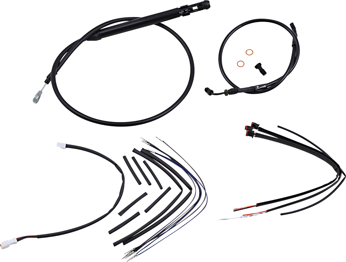 BURLY BRAND Jail Bar Cable Kit - 14" Handlebars / Black Vinyl / '18-'24 Softail 0662-0723