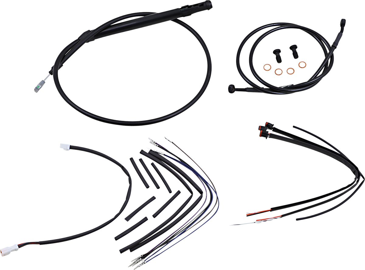 BURLY BRAND Jail Bar Cable Kit - 14" Handlebars / Black Vinyl / '18-'24 Softail 0662-0728