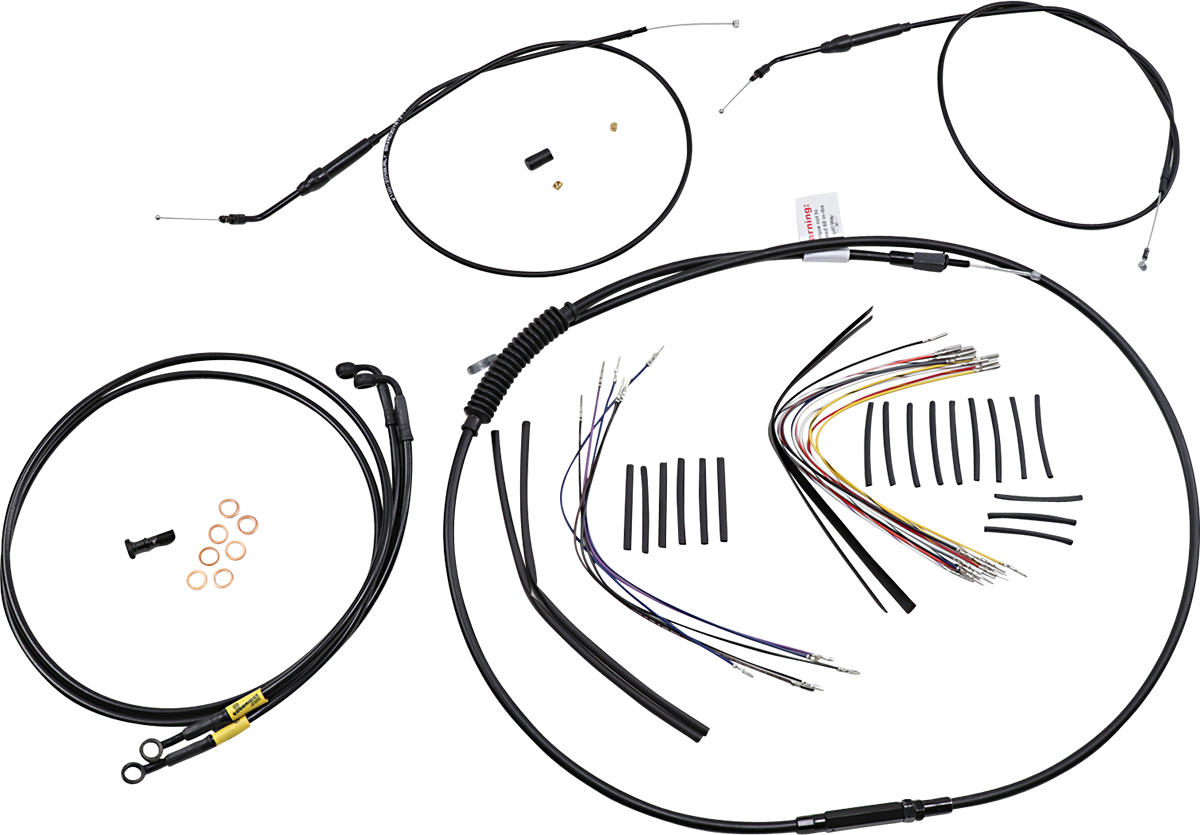 BURLY BRAND Jail Bar Cable Kit - 14" Handlebars / Black Vinyl / '96-'05 Dyna 0662-0597