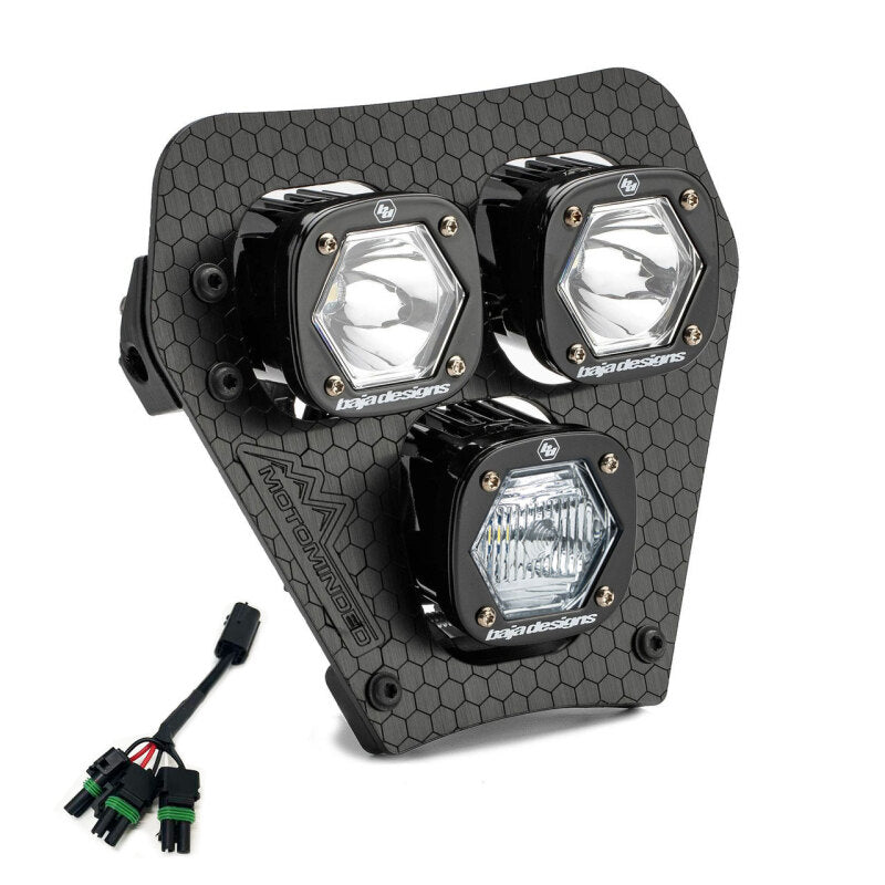 Baja Designs 2024-2025 KTM EXC-F Triple S1 Hydra (D/C) LED Headlight Kit w/ Hi-Low Harness - Clear - 387015