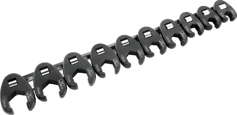 BikeMaster 10-pc 3/8in Drive Metric Flare Crow Foot Wrench Set - 151530