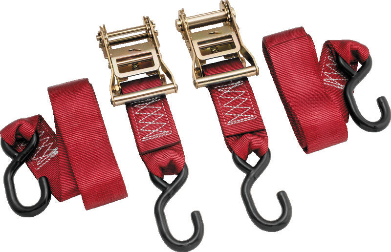 BikeMaster 2x84in Ratchet Tiedown Pair - Red - 100577