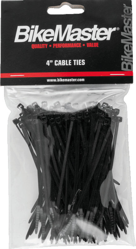 BikeMaster 4in Cable Ties (Pack of 100) - Black - 151672