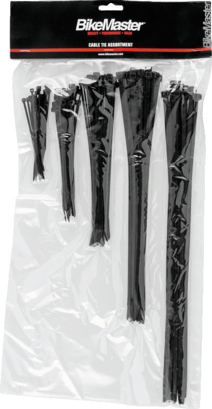 BikeMaster Assorted Cable Ties (Pack of 100) - Black - 151677