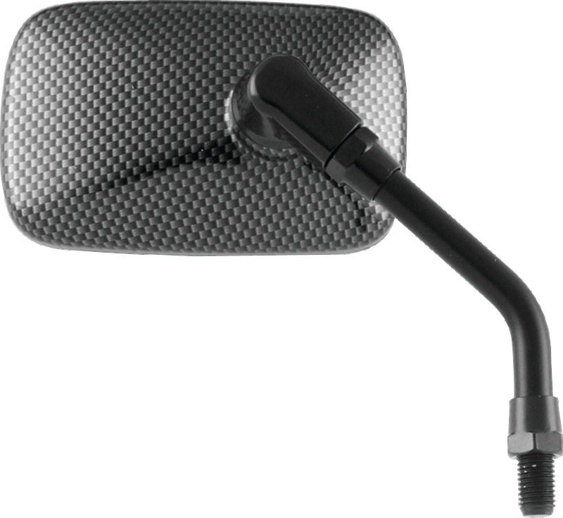 BikeMaster Mini Rectangle Mirror 10mm - Carbon Fiber - Each - 600007