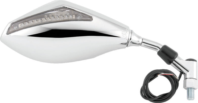 BikeMaster Universal Mirror with Integrated Turn Signals 10mm - Pair - Chrome - 600298