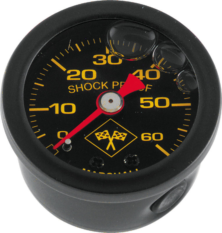 Bikers Choice 0-60 PSI Oil Pressure Gauge Black Face Black Bezel Liquid Filled Universal Custom - 496459