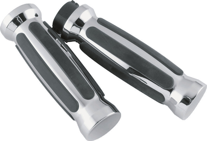 Bikers Choice 1981-2017 XL & Big Twin Dual Cable Chrome & Black Sensation Grips Pr - 498414
