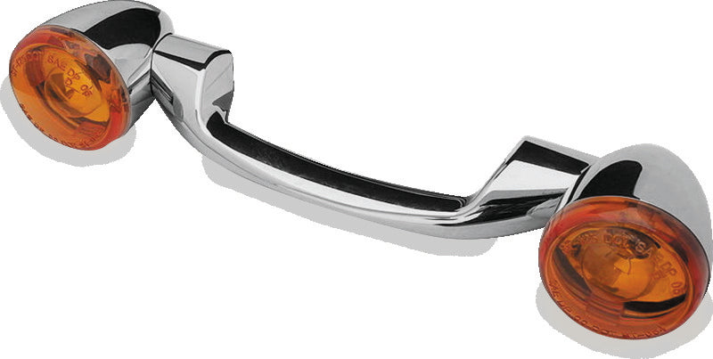 Bikers Choice 1991-2008 Touring 1986-2017 FLST Narrow Chrome Rear Turn Signal Bar Kit W/Amber Lens - 491156