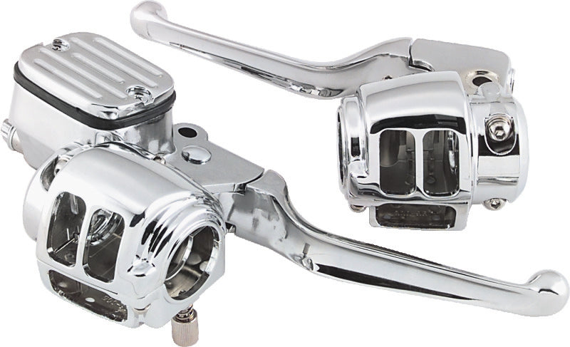Bikers Choice 1996-2006 Big Twin 1996-2003 XL With 11/16 Bore Master Cylinder Chrome Handlebar Control Kit - 488731