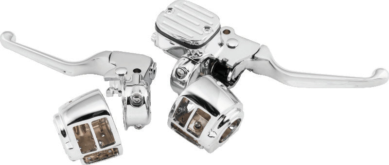 Bikers Choice 1996-2006 Big Twin 1996-2003 XL With 9/16 Bore Master Cylinder Chrome Handlebar Control Kit - 488730