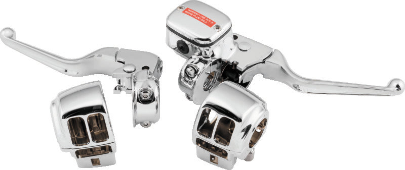Bikers Choice 1996-2007 FLH/FLT Chrome Handlebar Control Kit W/O Switches 11/16 Bore W/Audio - 601743