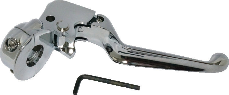 Bikers Choice 1996-2014 Big Twin (Exc. 2008-2014 FLH/FLT) / 1996-2003 XL Chrome Clutch Lever With Bracket - 488729