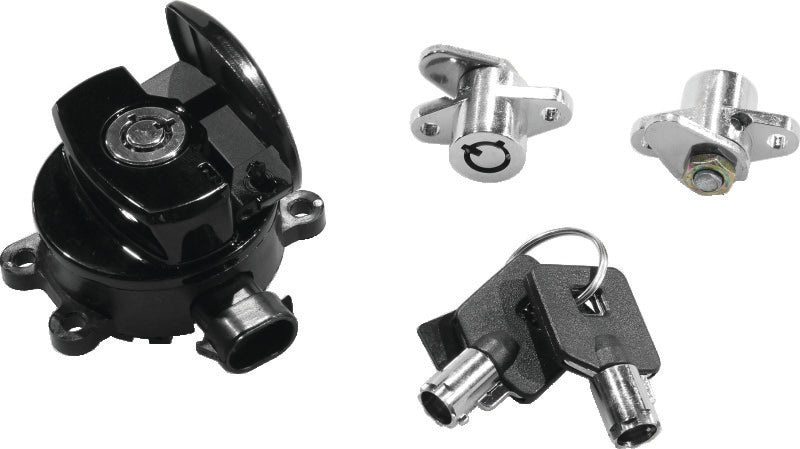 Bikers Choice 2014-2021 Road King Black Ignition Switch & Saddlebag Lock Kit - 483291