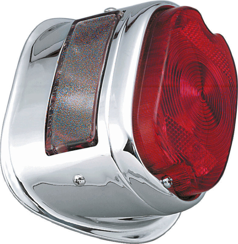 Bikers Choice 2056-1972 Big Twin & XL Chrome Taillight W/Red Lens & Top License Light Repl H-D 68010-64B - 492757