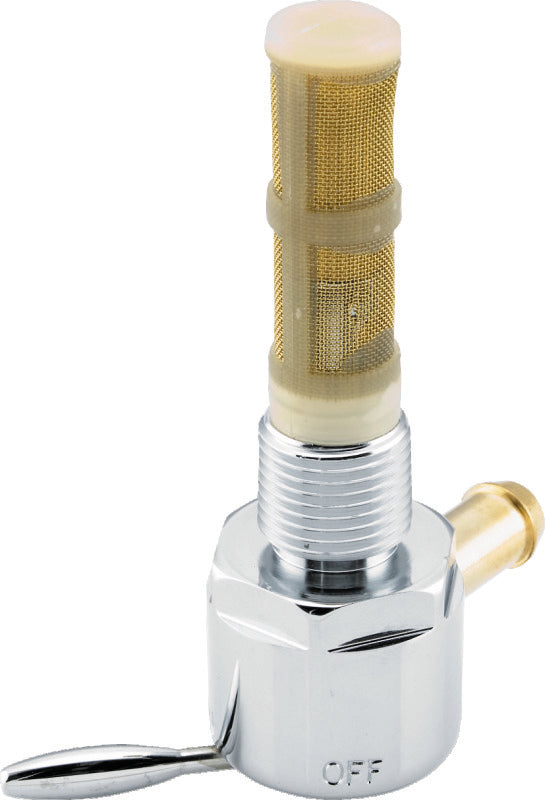 Bikers Choice 2057-1975 Big Twin / XL Chrome Round Petcock 3/8in-18 NPT Right Outlet Straight - 489638