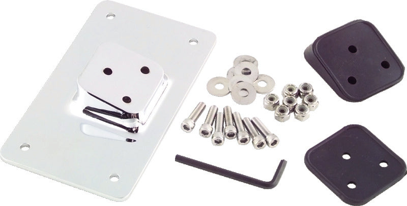 Bikers Choice 55-Up Chrome Custom Laydown License Plate Bracket With 3 Bolt Style - 490002