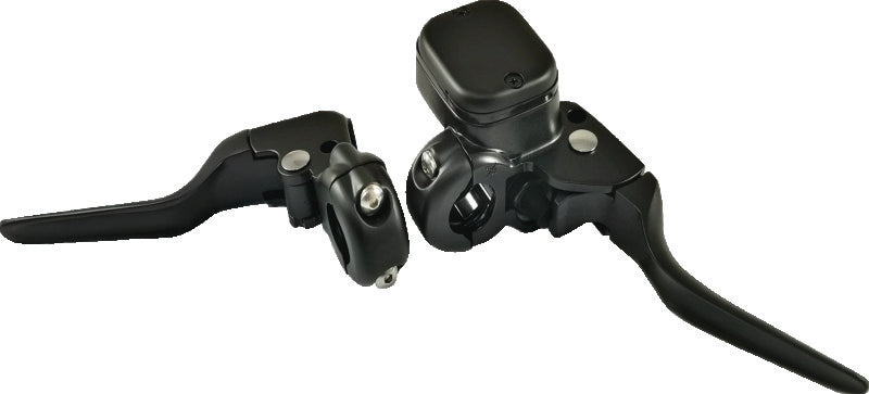 Bikers Choice Black 11/16 Bore Custom Handlebar Control Kit 1 Inch Bar Cable Clutch No Switches - 482708