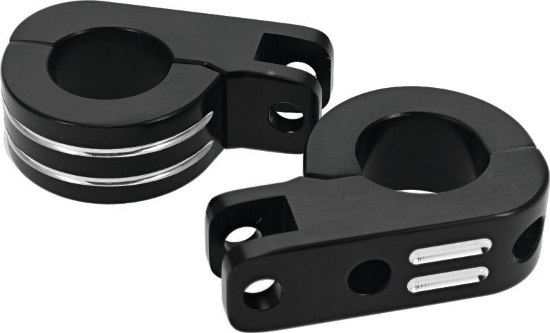 Bikers Choice Black Billet Highway Peg Mounts for 1.25 Inch Engine Guard Universal Custom Pr - 502319
