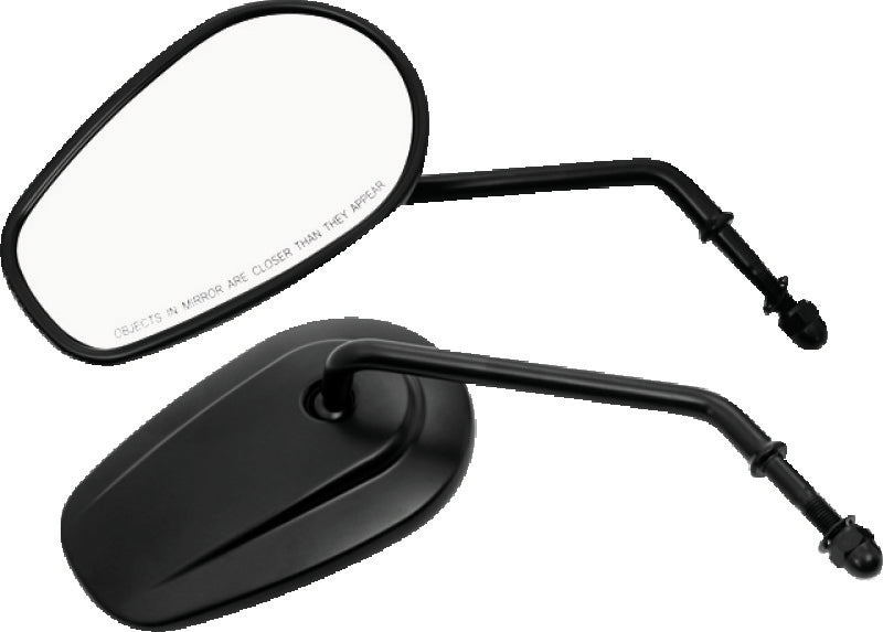 Bikers Choice Black Tapered Long Stem Mirrors Pr - 482007