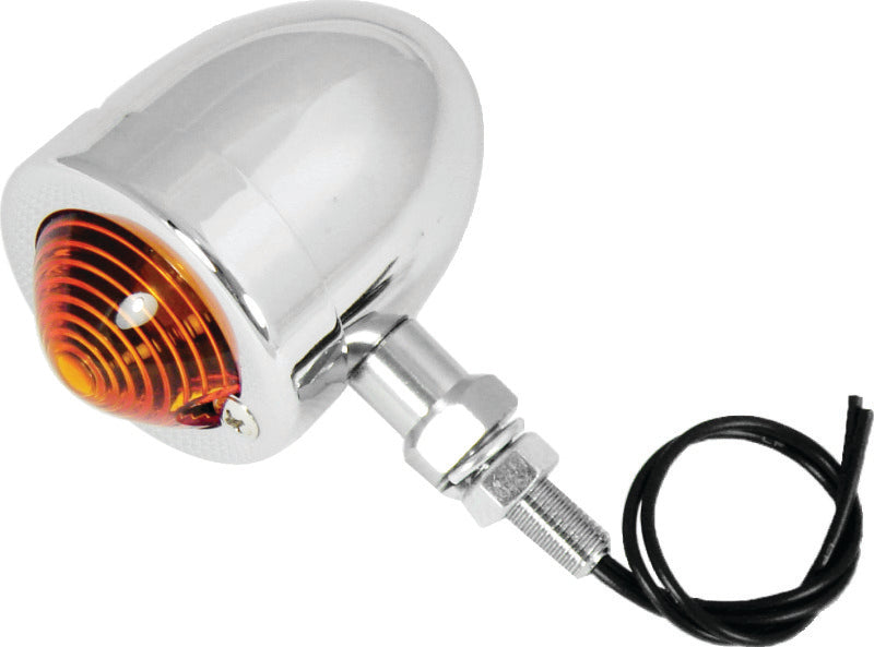 Bikers Choice Chrome Bullet Lite With Amber Lens 2 Inch Diameter Dual Filament Custom Stud Mount - 490160