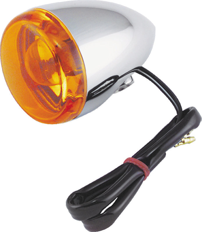 Bikers Choice Chrome Bullet Rear Turn Signal Single Filament Amber Replaces 67104-83 68977-00 - 495536