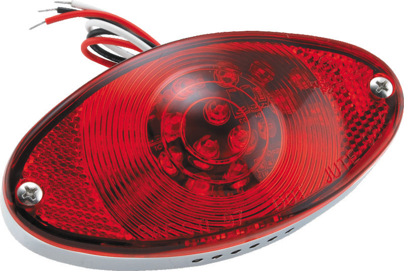Bikers Choice Chrome LED Cateye Taillight Red Lens DOT Universal - 489649