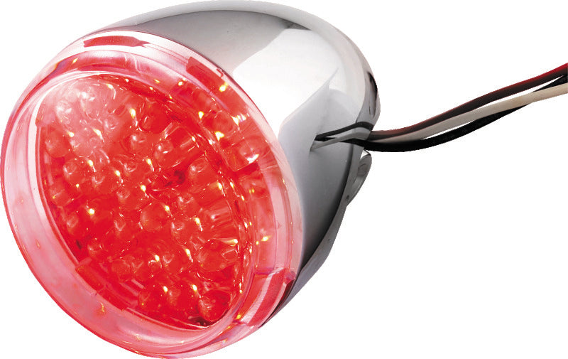 Bikers Choice Chrome LED Rear Billet Turn Signal Red Dual Circuit Clear Lens Universal Custom - 493235