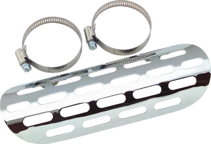 Bikers Choice Chrome Perforated Heat Shield Fits 1-3/4 to 2 Inch Pipe Custom - 150861
