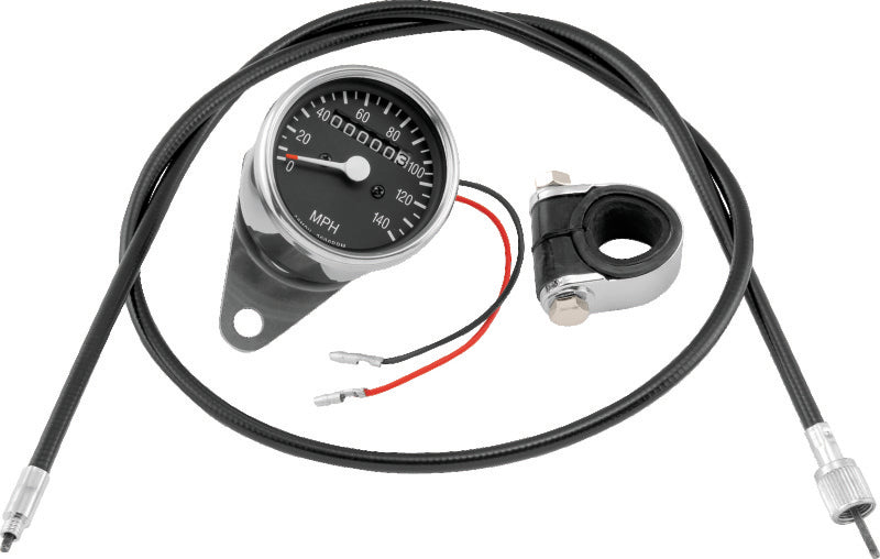 Bikers Choice L73-94 XL 1973-1994 FX FXR 2:1 Custom Mini Speedo Kit Black Face 140 Mph 2 1/2 Inch - 493304