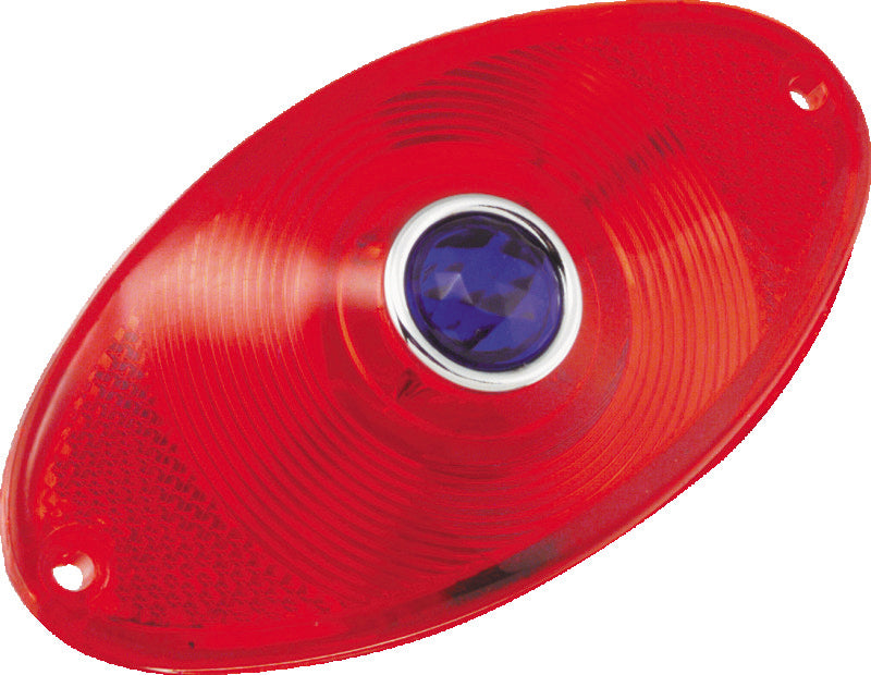 Bikers Choice Replacement Red Cat Eye Taillight Lens With Blue Dot Custom - 491260