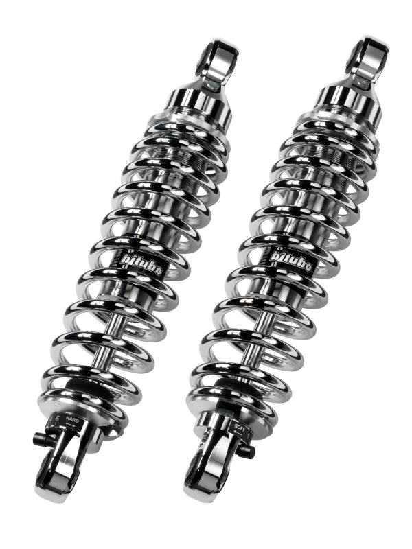 Bitubo Suspension Bitubo WME0 Twinshocks Adjustable: Spring Preload, Rebound, Length 376mm, Chrome Edition - D0010WME03