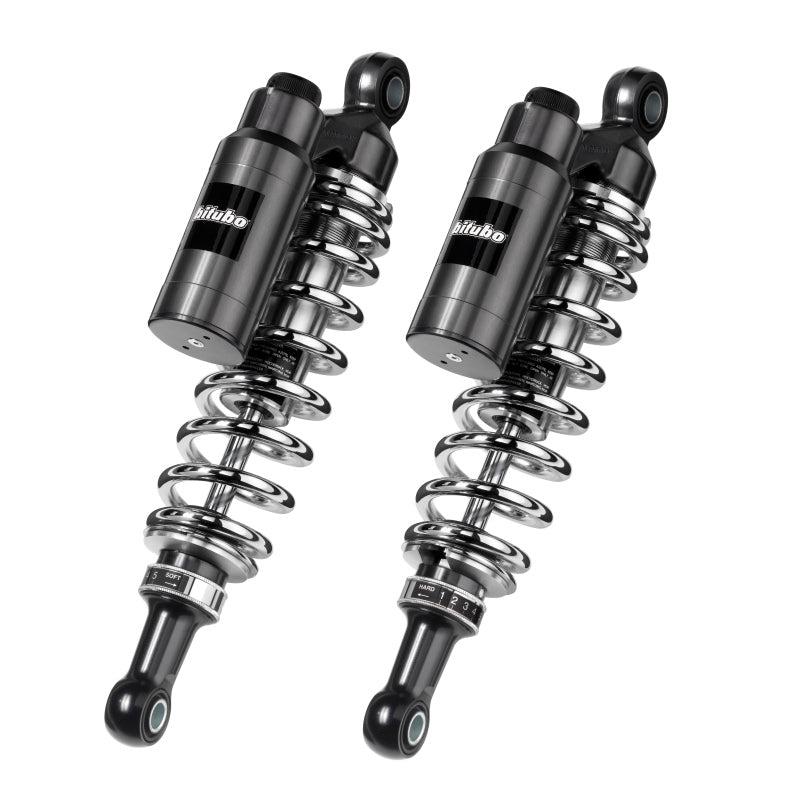 Bitubo Suspension Bitubo WMT0 Twinshocks Adj.: Spring Preload, Reb., Comp., Length 336mm, Piggyback Tank Chr Edition - RE002WMT03