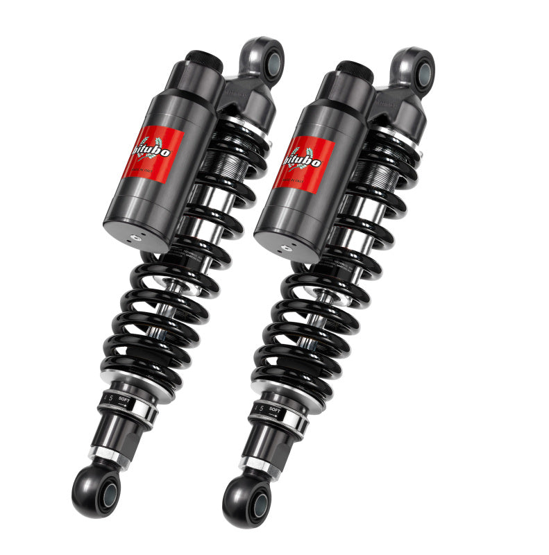 Bitubo Suspension Bitubo WMT7 Twinshocks Adj.: Spring Preload, Reb., Comp., Length 355mm, Piggyback Tank,Dark Edition - T0031WMT72V2