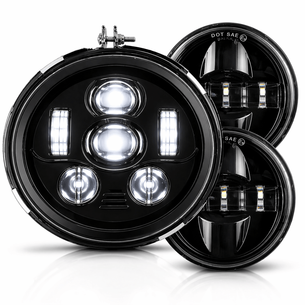 Eagle Lights 1997-2003 Honda Valkyrie Round Projection LED 7" Headlight and 4.5" Passing Lights