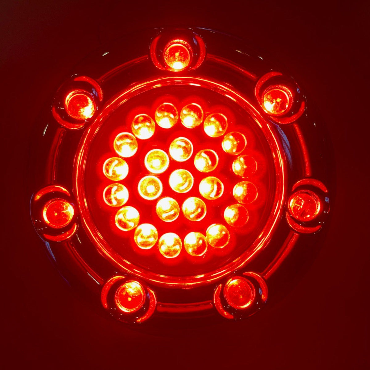 Eagle Lights Infinity Beam 2” Rear LED Turn Signals w/ Running and Brake Lights LED Ring Covers for Harley-Davidson® - Rear 1157 / Red LEDs