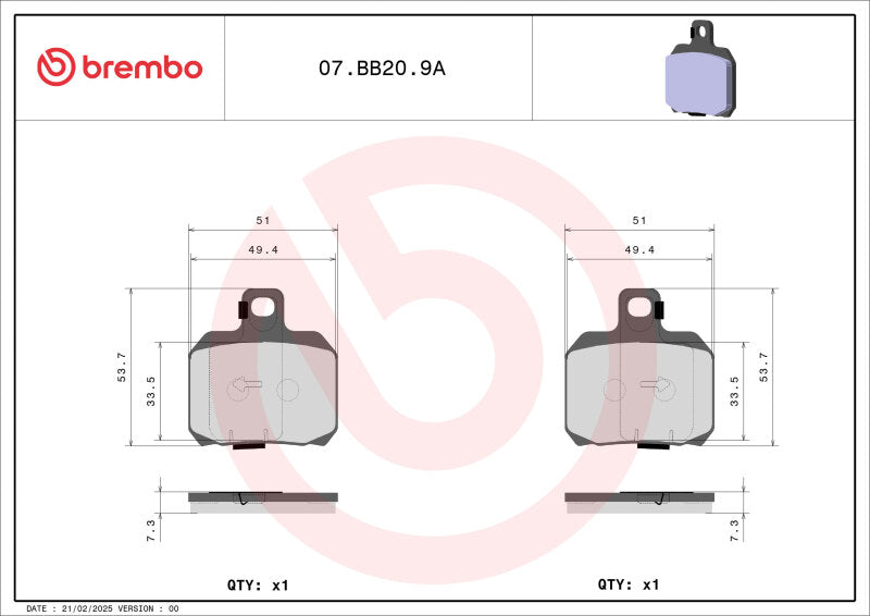 Brembo Powersports Brembo 1999 Bombardier Traxter 500 4x4 Auto Sinter Genuine Disc Brake Pad Set - Front - 07BB209A