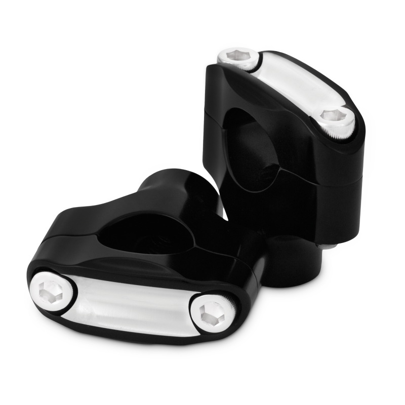 Burly Brand Reaper Riser Clamp 2-Bolt 1-1/2in Tall for 1in Bar, Set - Black Machined - B12-8015BM