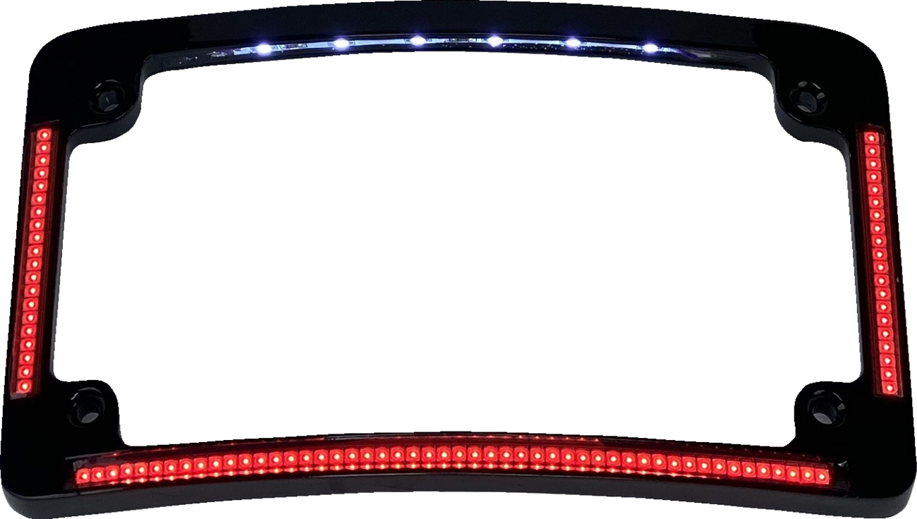 CUSTOM DYNAMICS License Plate Frame - Red/White LED / Gloss Black 2030-2288
