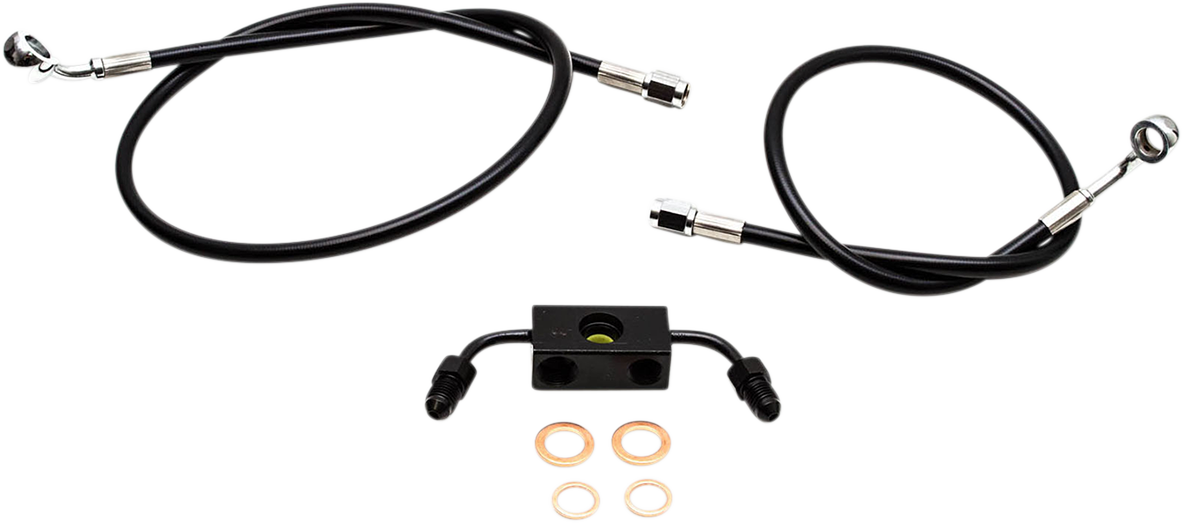 LA CHOPPERS Black Braided Brake Line Kit