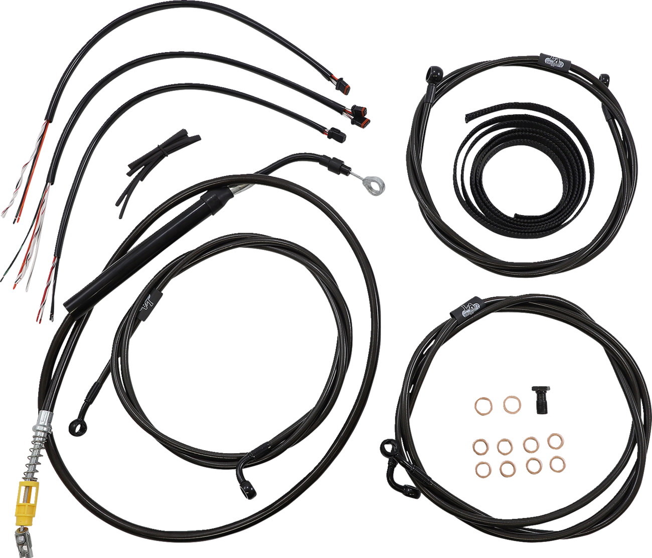 LA CHOPPERS Complete Midnight Braided Handlebar Cable/Brake Line Kit — Standard